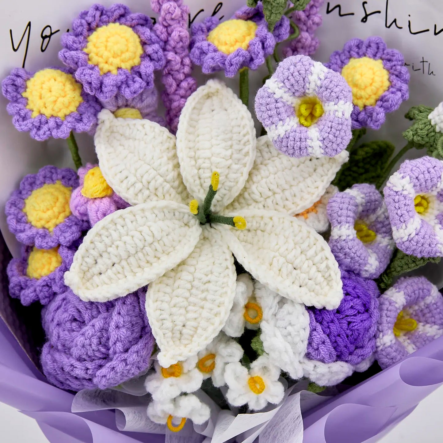 Crochet Lily Morning Glory Aster Rose Bouquet