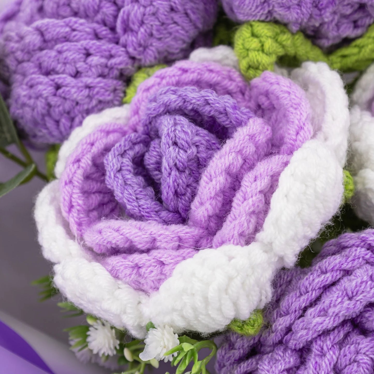 Crochet Purple Rose Bouquet