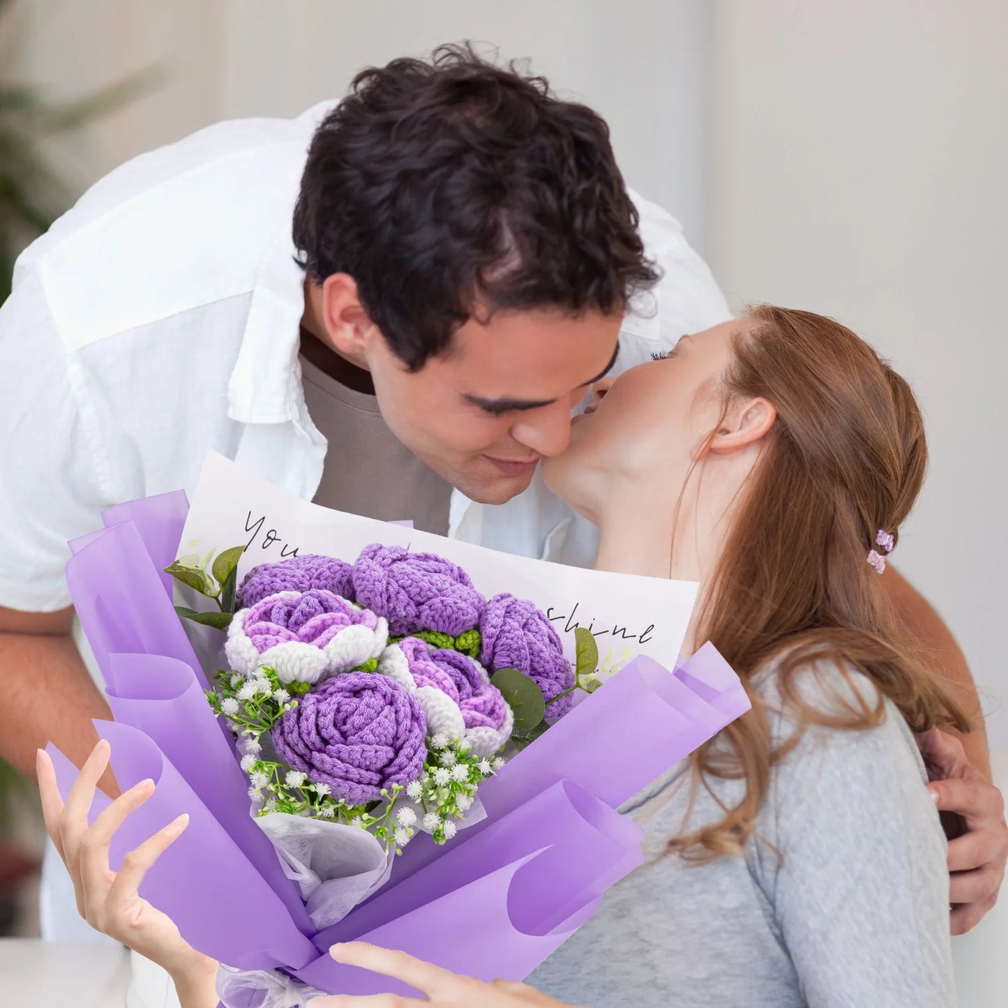 Crochet Purple Rose Bouquet