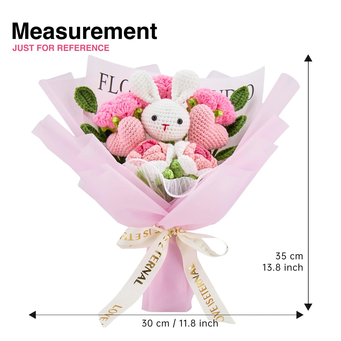 Crochet Bunny & Rose Flower Bouquet