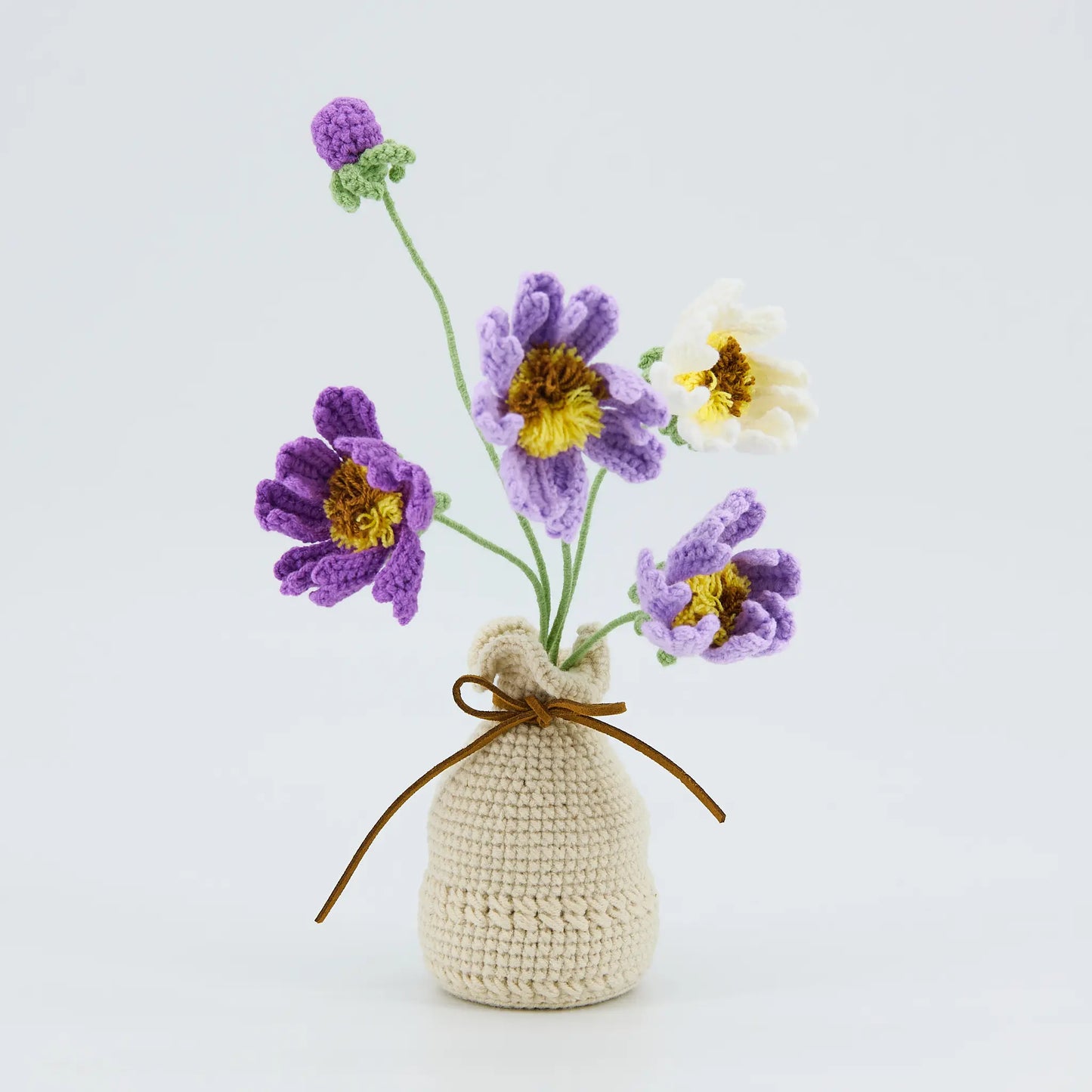 Crochet Flowers in Crochet Vase