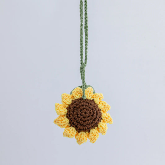 Crochet Sunflower Hanging with Leaves