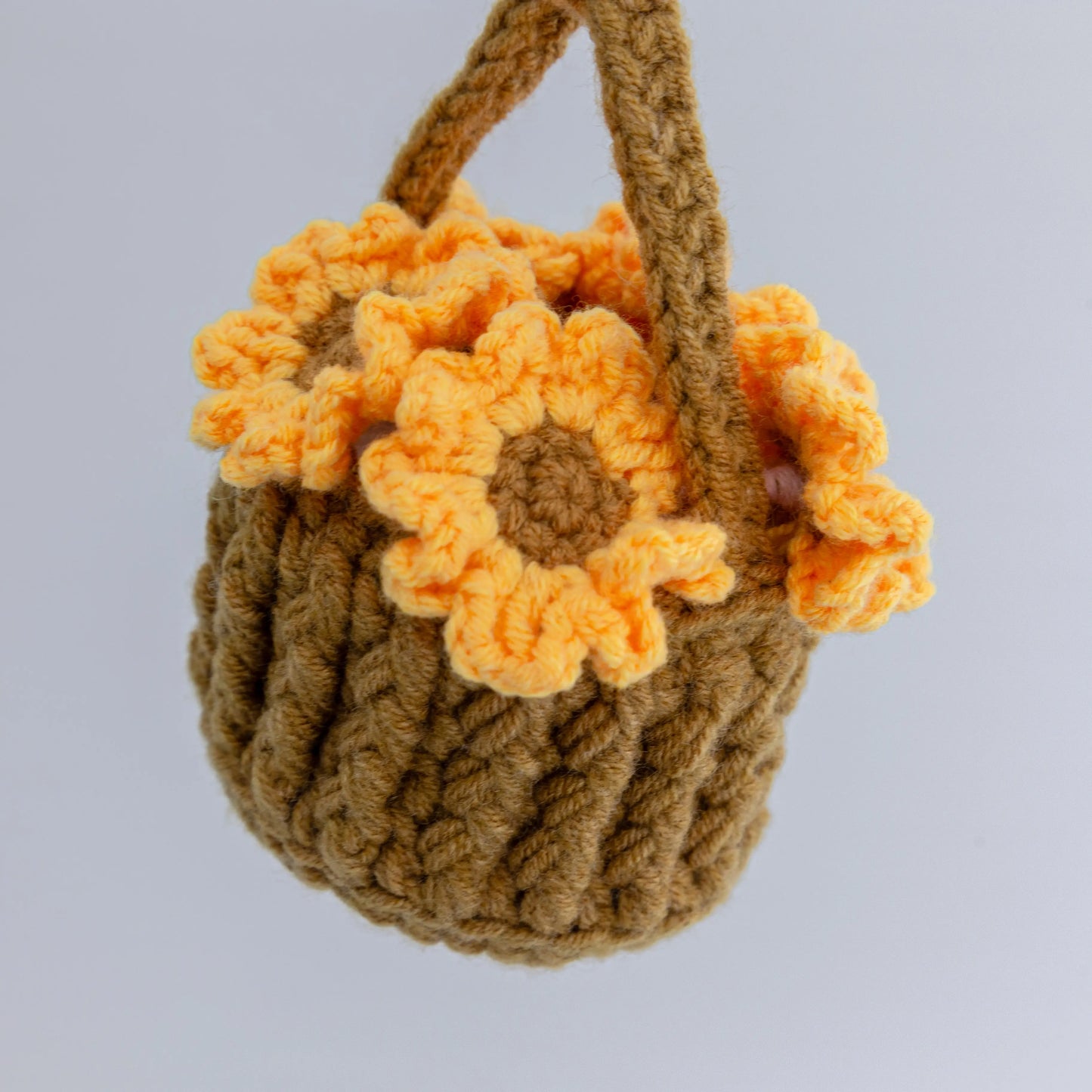 Crochet Sunflower Basket Hanging