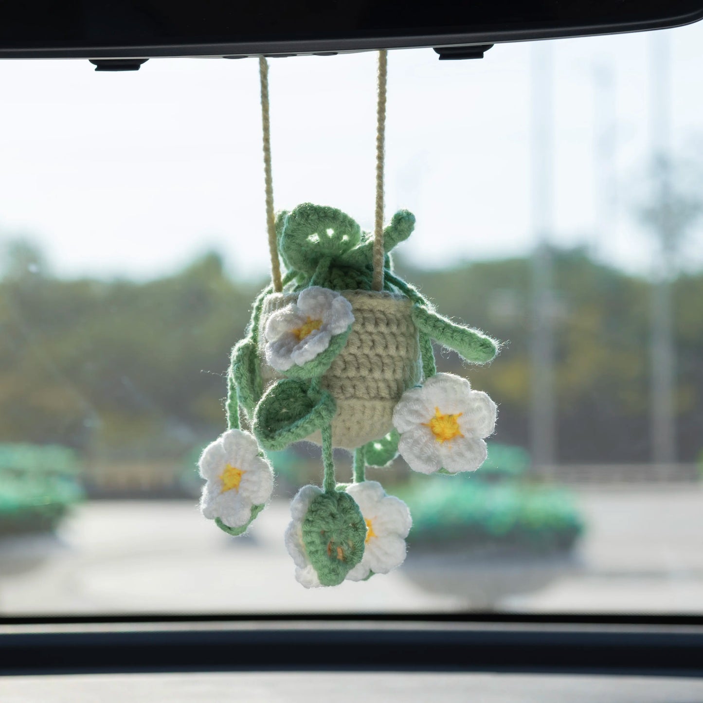Hollowed-Out Crochet Hanging-Dark Green